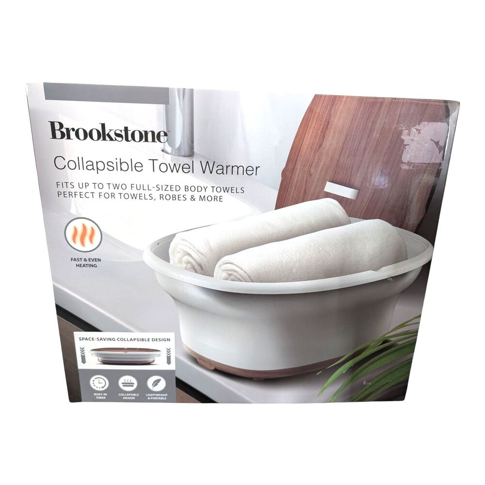 Brookstone Collapsible Holds up To 2 Large Towels, Bathrobe & Blanket Warmer New